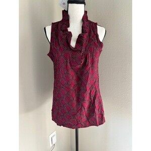 La Mer Luxe Sleeveless August Top Sz M Cannes Crimson Black NWT